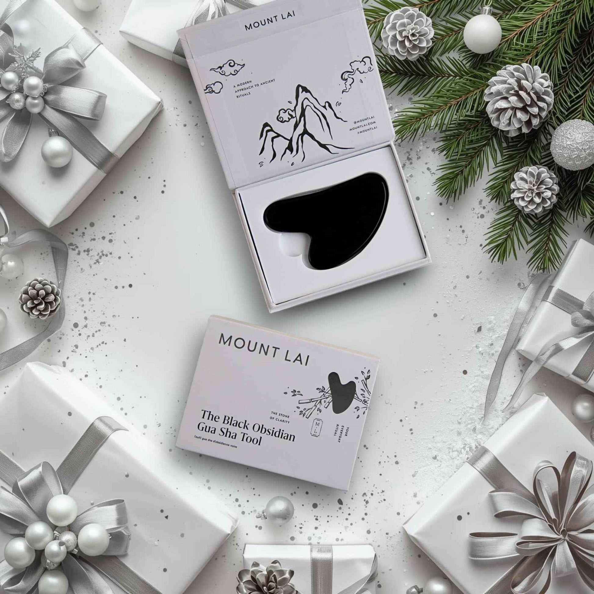 Mount Lai Obsidian Gua Sha Facial Tool – The Stone of Transformation – 100% Genuine Black Obsidian Stone Face Sculpting Tool for Lymphatic Drainage, Puffiness Reduction & Jaw Tension Relief