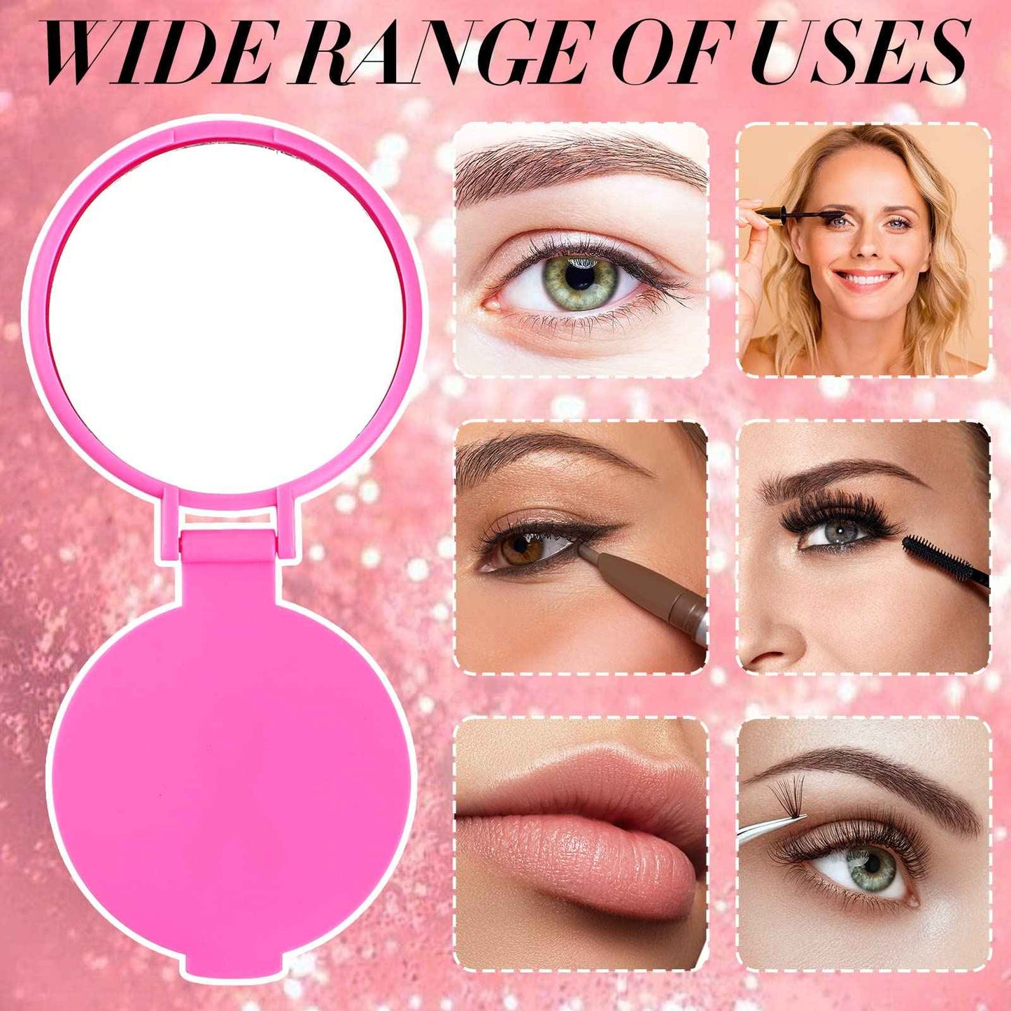 Tatuo 100 Pcs Breast Cancer Awareness Gifts for Women Mini Folding Makeup Mirror Bulk Round Pocket Portable Mirror Breast Cancer Awareness Accessories for Women Friends (Pink)