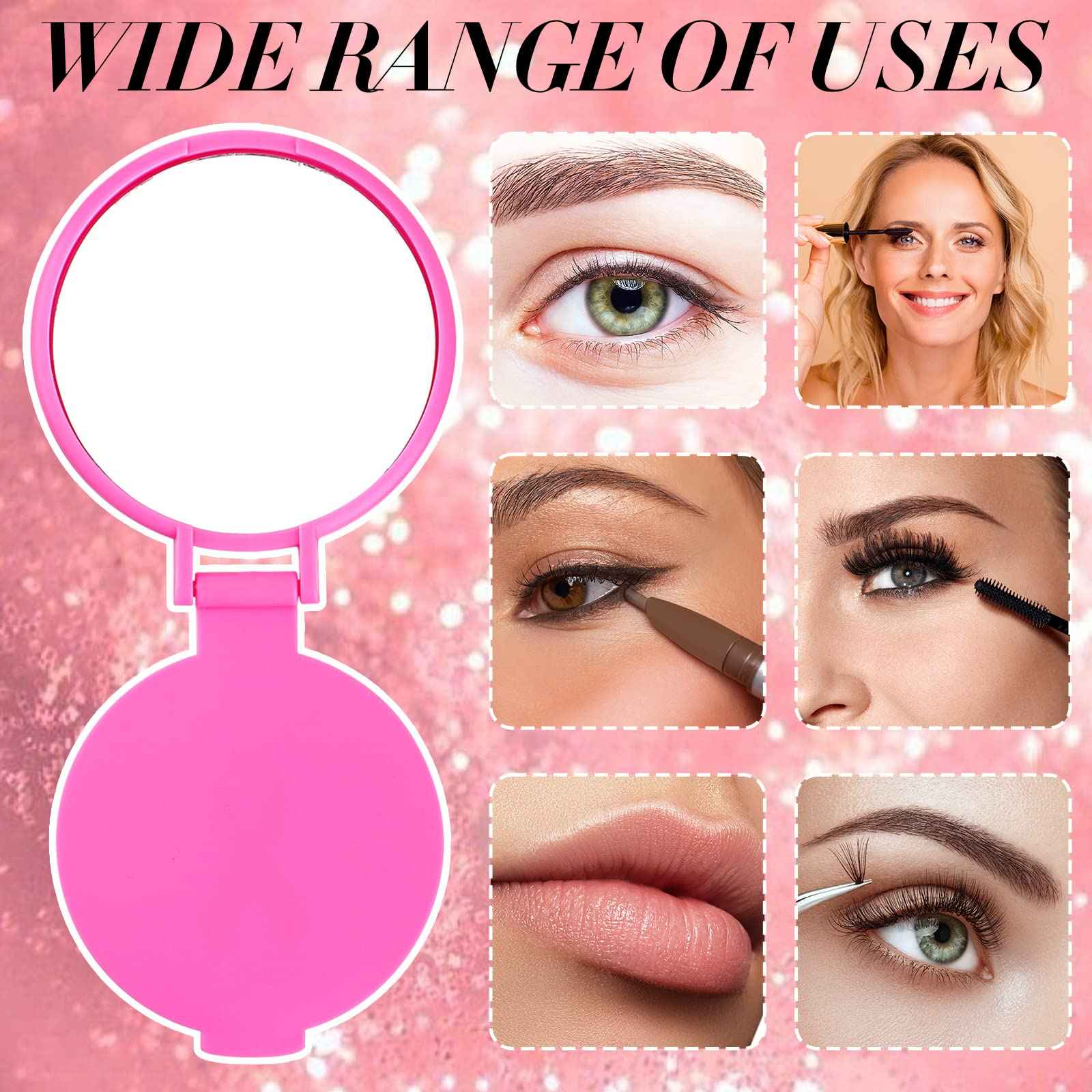 Tatuo 100 Pcs Breast Cancer Awareness Gifts for Women Mini Folding Makeup Mirror Bulk Round Pocket Portable Mirror Breast Cancer Awareness Accessories for Women Friends (Pink)