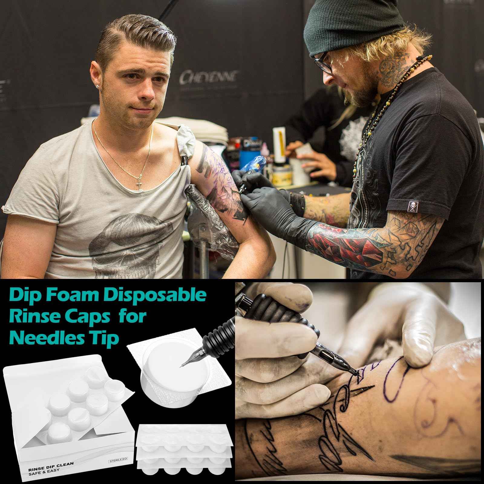 Heigble 48 Pcs Dip Foam Rinse Cup Disposable Dip Cups Cleaning for Needles Tip Professional Cartridge Foam for Blending Rinsing Diluting Drying Ink