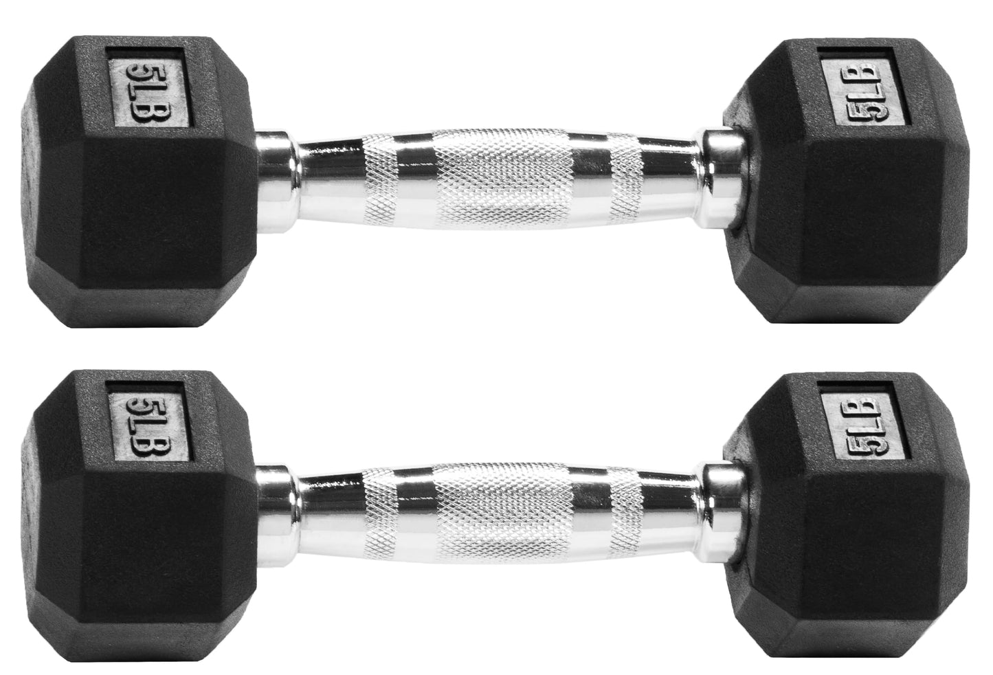 Signature Fitness Rubber Encased Hex Dumbbell, 5LB Pair