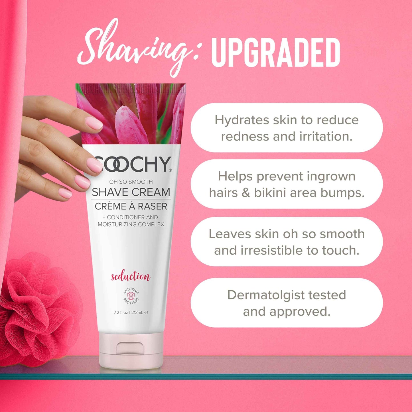 Coochy Shave Cream - Moisturizing Shave Lotion - Gentle Intimate Shaving Cream - For Bikini Area, Underarms, Legs & More - Rash-Free, Hydrating Formula - Seduction - 32 oz