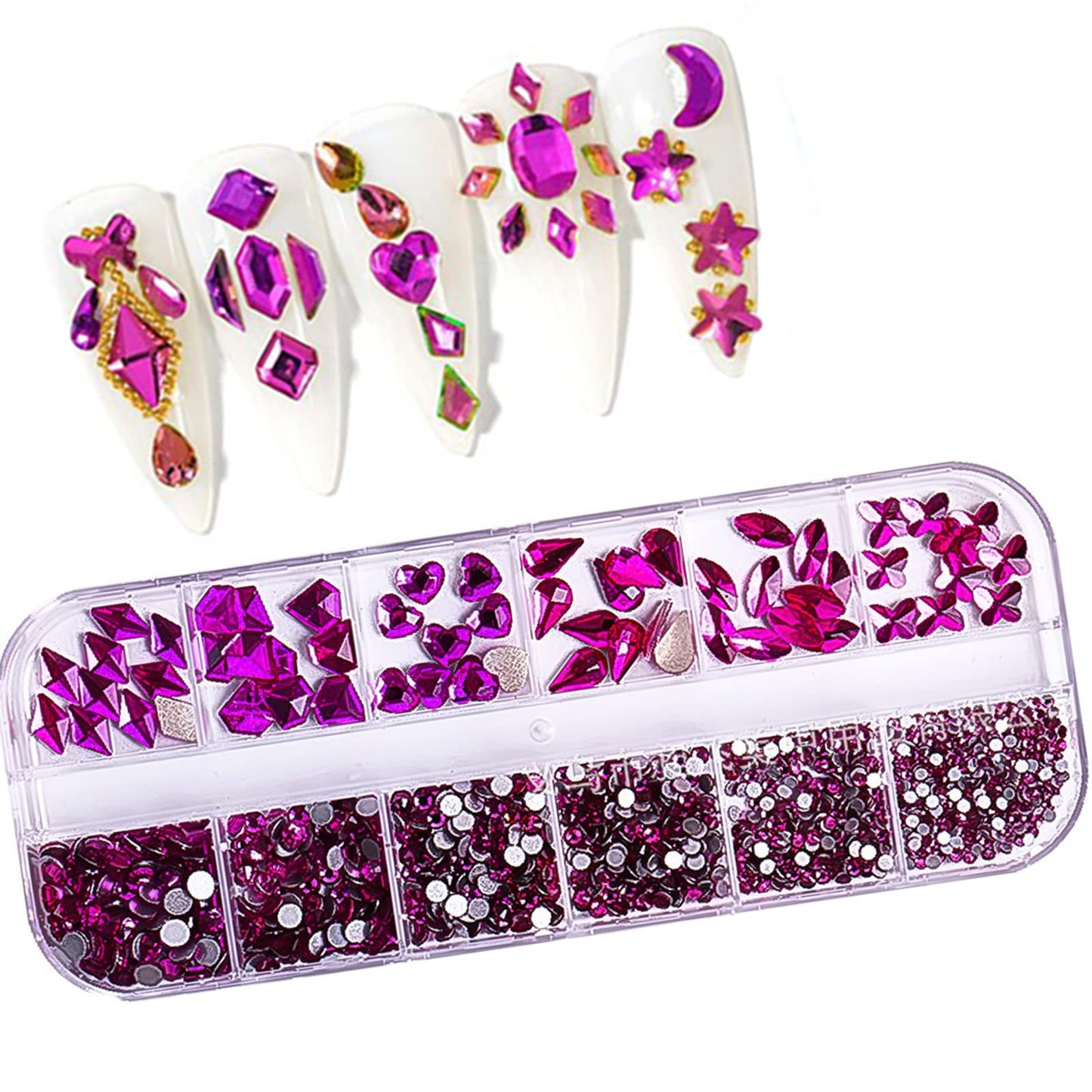 BELICEY Gradient Purple Crystal Rhinestones for Nail 800PCS Multi-Shape Nail Art Rhinestone Decoration Hearts Butterfly Charm Nail Dimond Gems Stone for Nails Jewels DIY Crafts Clothing