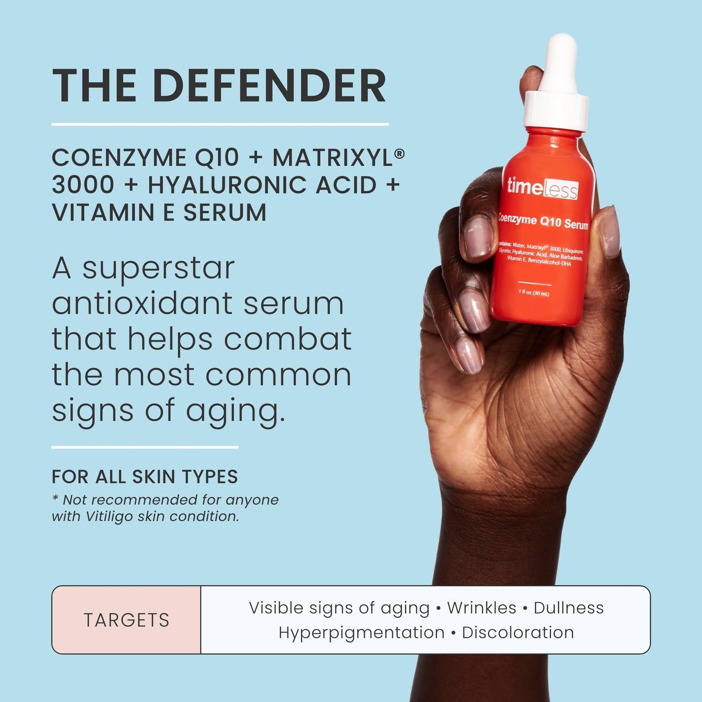 Timeless Skin Care Coenzyme Q10 Serum - Skin Care Serum for Smoothing Skin - Fragrance-Free Coenzyme Q10 Serum with Hyaluronic Acid - Antioxidant Serum for Skin Care - 4 Fl Oz