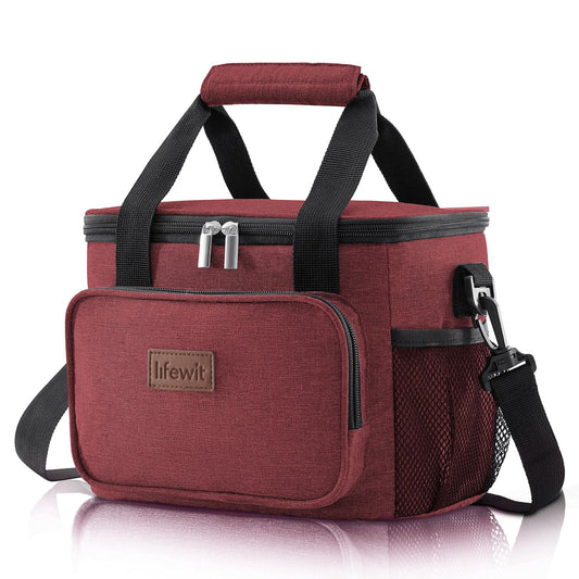 Lifewit Medium Lunch Bag Insulated Lunch Box Soft Cooler Cooling Tote for Adult Men Women, Burgundy 12-Can (8.5L)