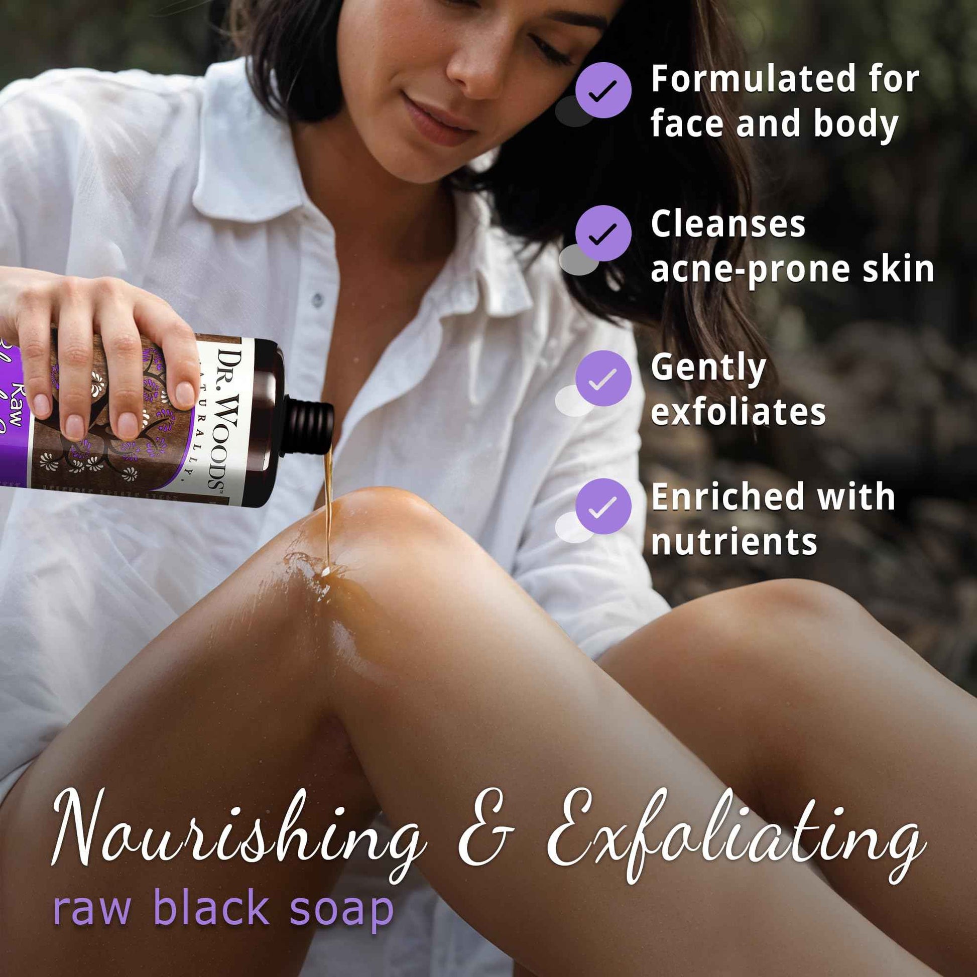 Dr. Woods Raw African Liquid Black Soap - Body Wash for Men and Women, Contains Organic Shea Butter, Gentle Exfoliant, Natural Cleanser for Face, Hands, and Body - 32 Fl Oz, Pack of 3