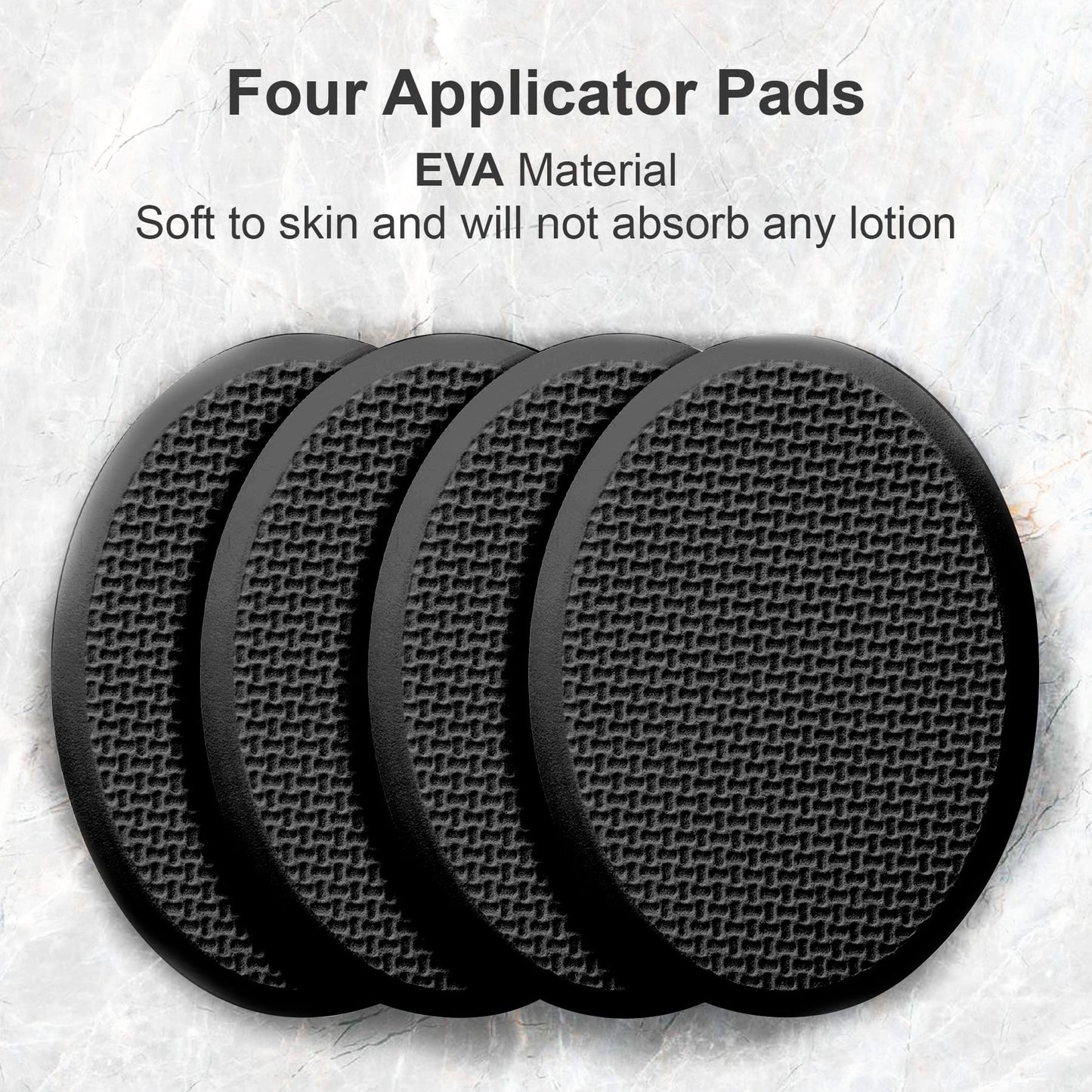 AmazerBath Lotion Applicator for Back, Feet, 4 Replaceable Pads with 1 Long Handled, Back Lotion Applicator for Elderly, Women, Apply Cream Medicine Skin Cream Moisturizer Sunscreen Tanner, Black