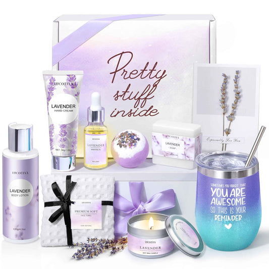 Gifts for Women Spa Gifts Baskets for Women Christmas Birthday Gifts Lavender Bath and Body Sets Mothers Day Gifts Relaxing Self Care Get Well Gift for Mom Her Girlfriends Sister Teacher Friends