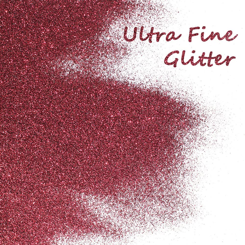 Holographic Fine Glitter, 150g Multipurpose Extra Fine Craft Glitter for Resin Arts and Crafts, Body Nail Art Eye Face Hair, Holographic Glitter for Epoxy Tumbler, Slime Making (Maroon Red)