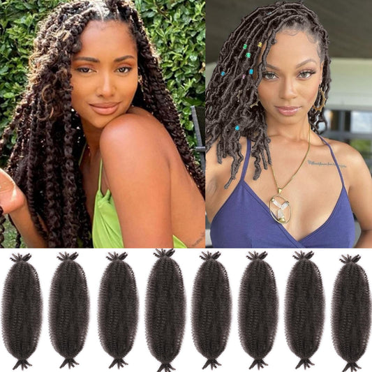 8 Packs Pre-Separated Springy Afro Twist Hair 12 Inch Spring Twist Hair Kinky Twist Crochet Hair for Black Women (4#, 12 Inch(Pack of 8))