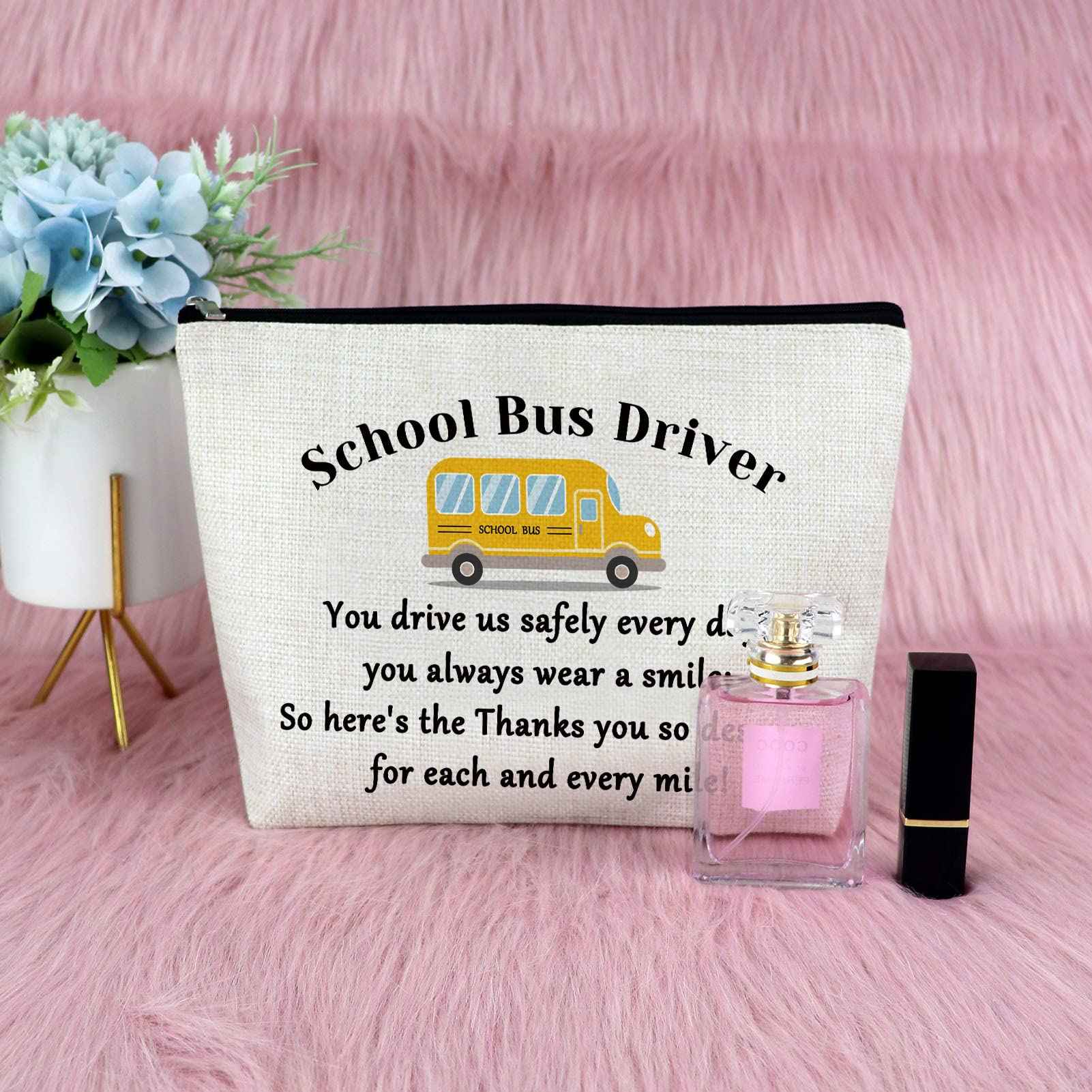 School Bus Driver Gifts Makeup Bag Appreciation Gifts for Bus Driver Thank You Presents from Student Cosmetic Bag Birthday Christmas Retirement Keepsake for Women Friend Coworker Travel Cosmetic Pouch