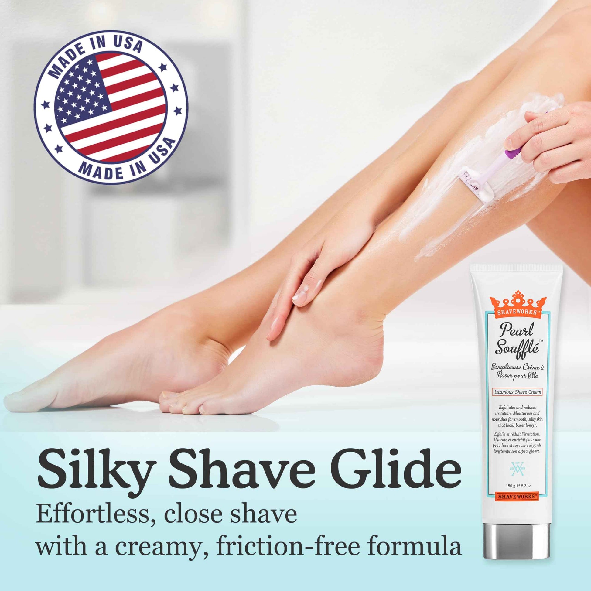 Shaveworks Pearl Soufflé Shaving Cream for Women – Soothing, Hydrating Shave Lotion for Legs, Underarms, Bikini Area – Reduces Irritation, Slows Future Hair Growth 5.3 Fl Oz