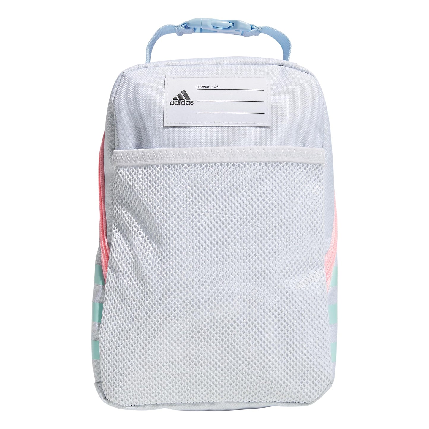 adidas Santiago Insulated Lunch Bag (6.5L) with Clip Lock Handle, Twill White/Clear Sky Blue/Pink Spark, One Size