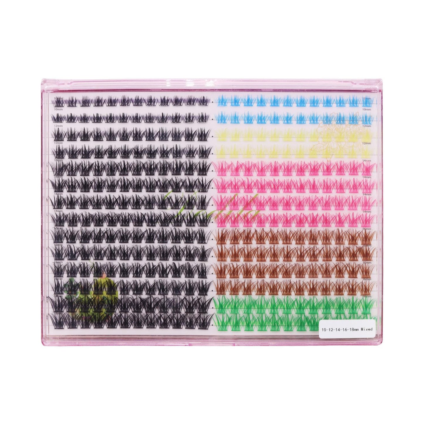 Dedila 280 Clusters Individual False Eyelashes 2 in 1 Bond&Seal+ 1pcs Tweezer Mixed 10-12-14-16-18mm Wide Stem D Curl Black Colorful Volume Eye Lashes Extensions (Kit-M02-10-12-14-16-18MM MIX)