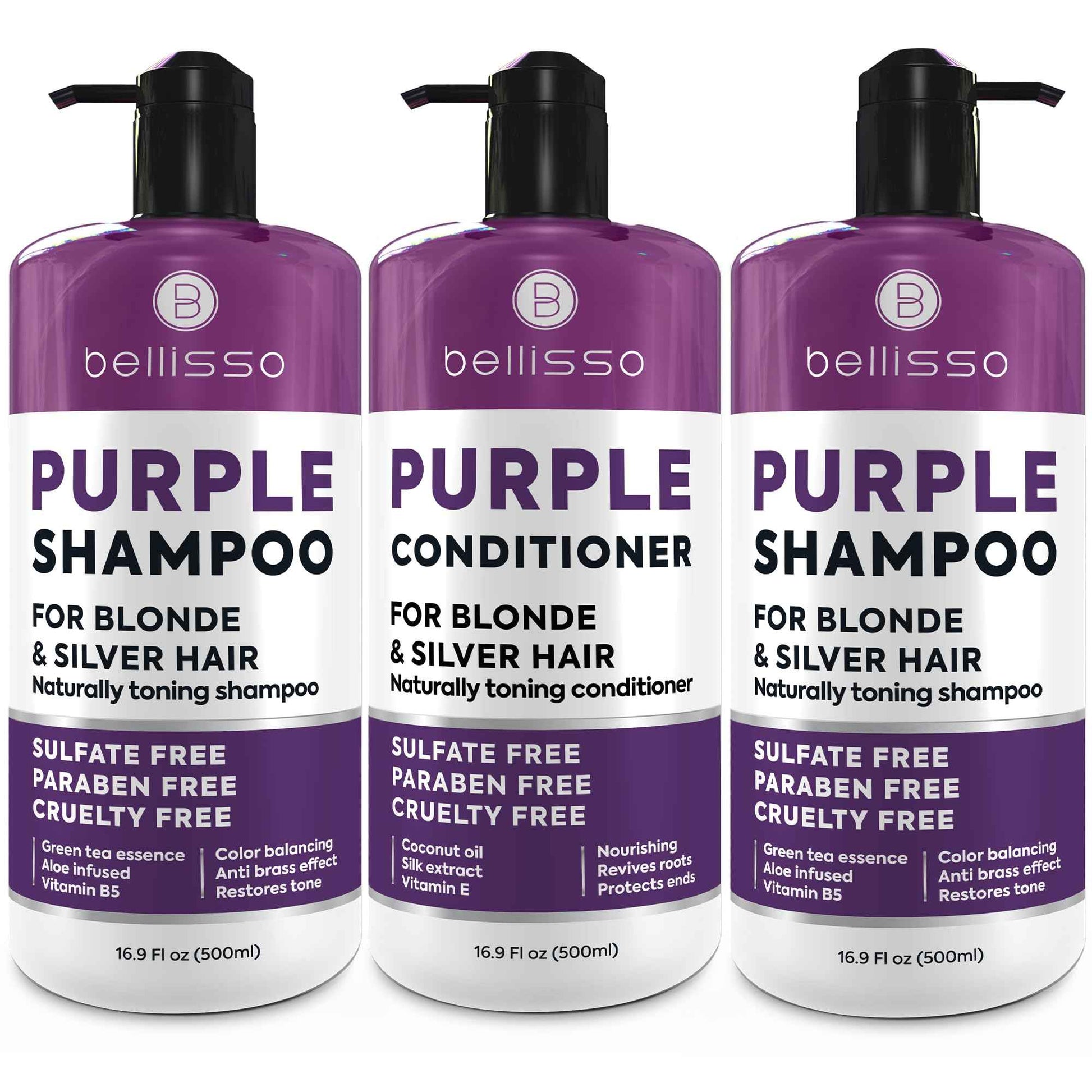 BELLISSO Purple Shampoo and Conditioner Set and Purple Shampoo