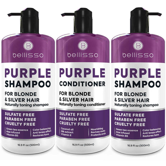 BELLISSO Purple Shampoo and Conditioner Set and Purple Shampoo
