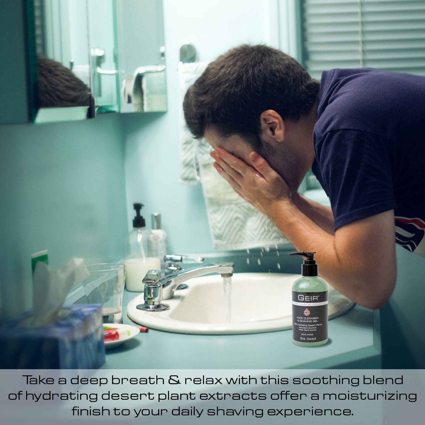 Geir Ness Face Cleanser & Shave Gel for Men - Contains Arctic Algae & Minerals - Moisturizing Deep Cleansing Face Wash