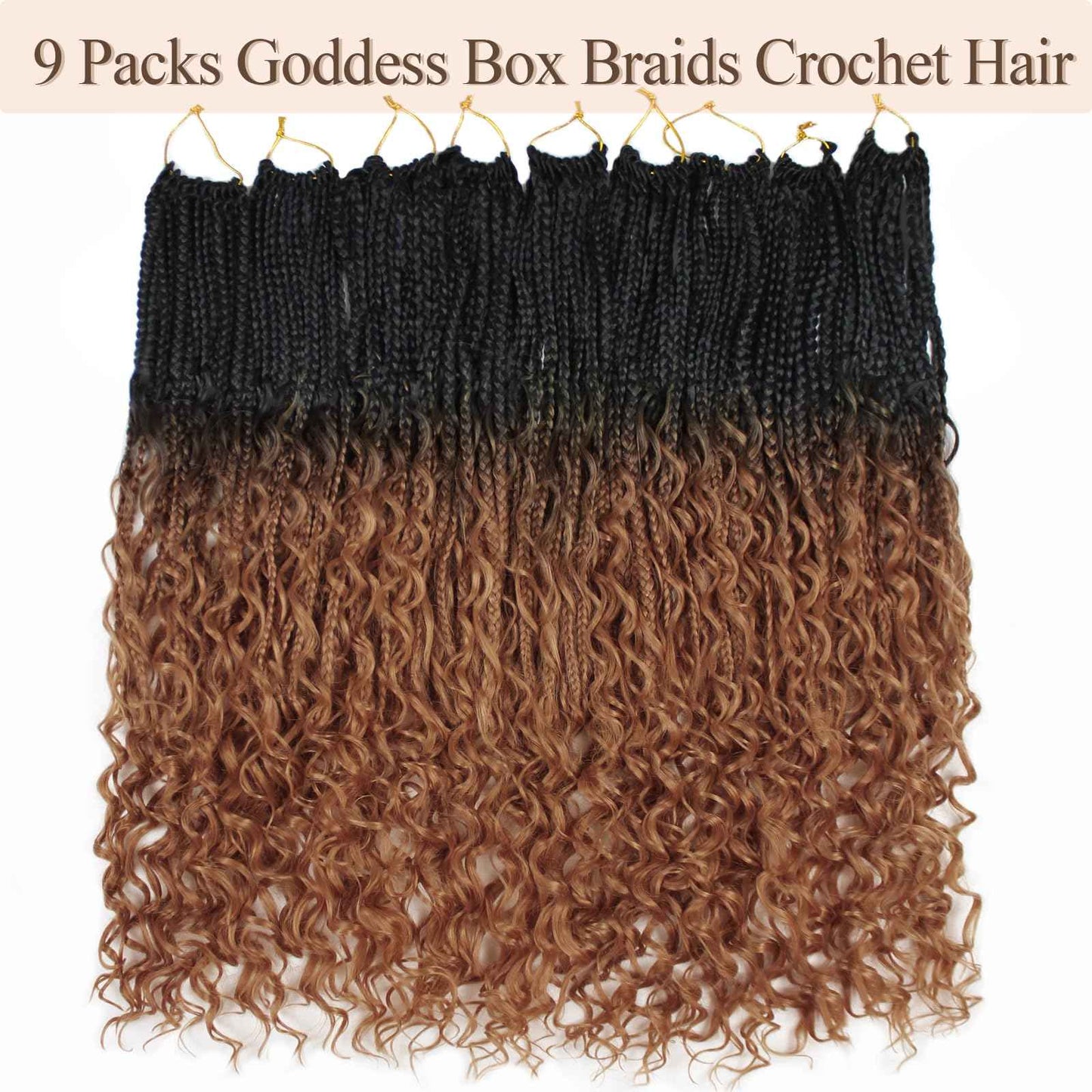 Vustbeauty 9 Packs Boho Box Braids Crochet Hair 24 Inch Goddess Box Braids Crochet Hair With Curly Ends Synthetic Bohemian Braids Hair Extension For Women (24inch, OT30)