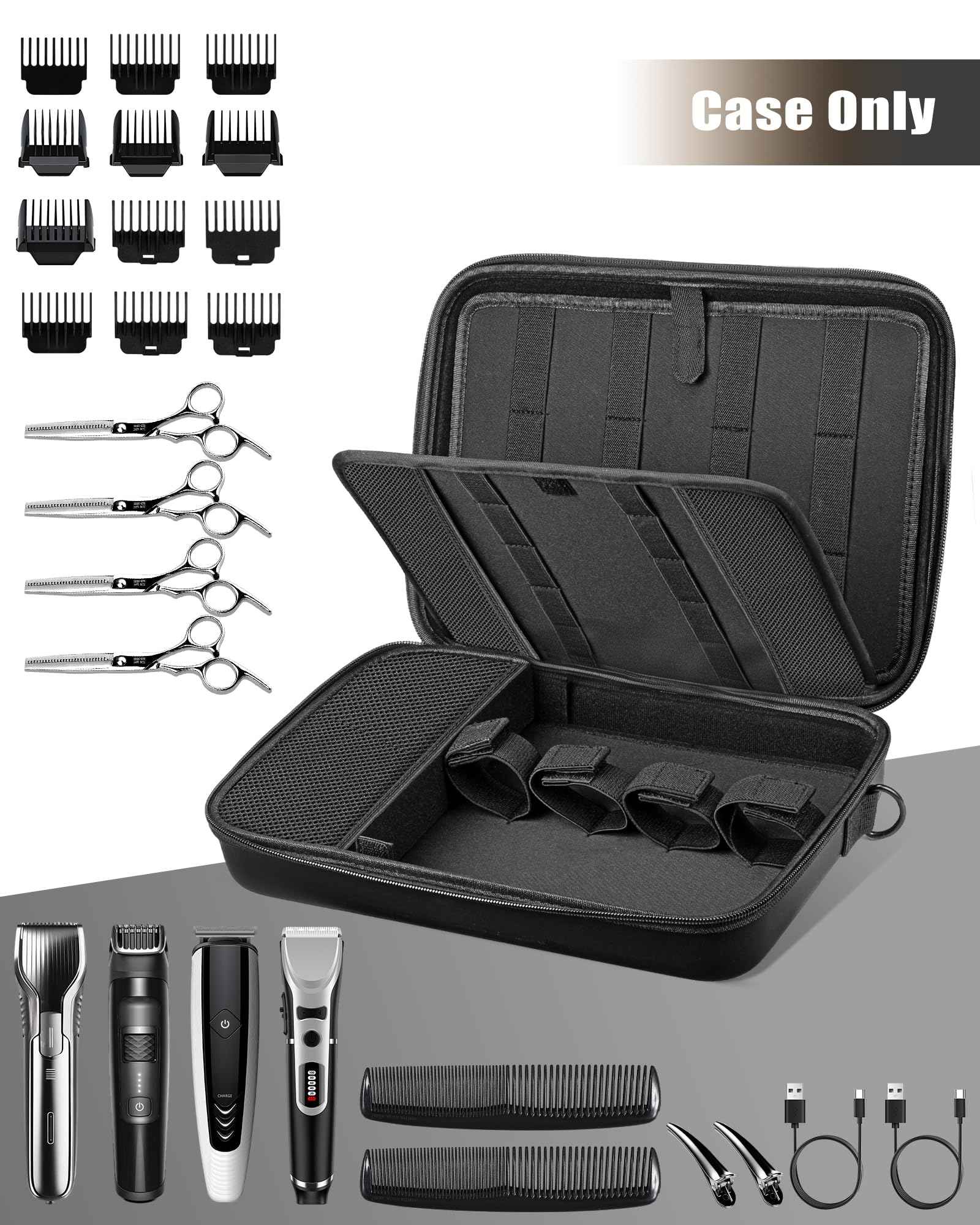 KiddoCraze Barber Bags for Hair Clippers and Supplies, Hair Cutting Barber Supplies Organizer Bag, Hair Trimmer Organizer for Men Razor Guard Grooming Kits (Case Only)