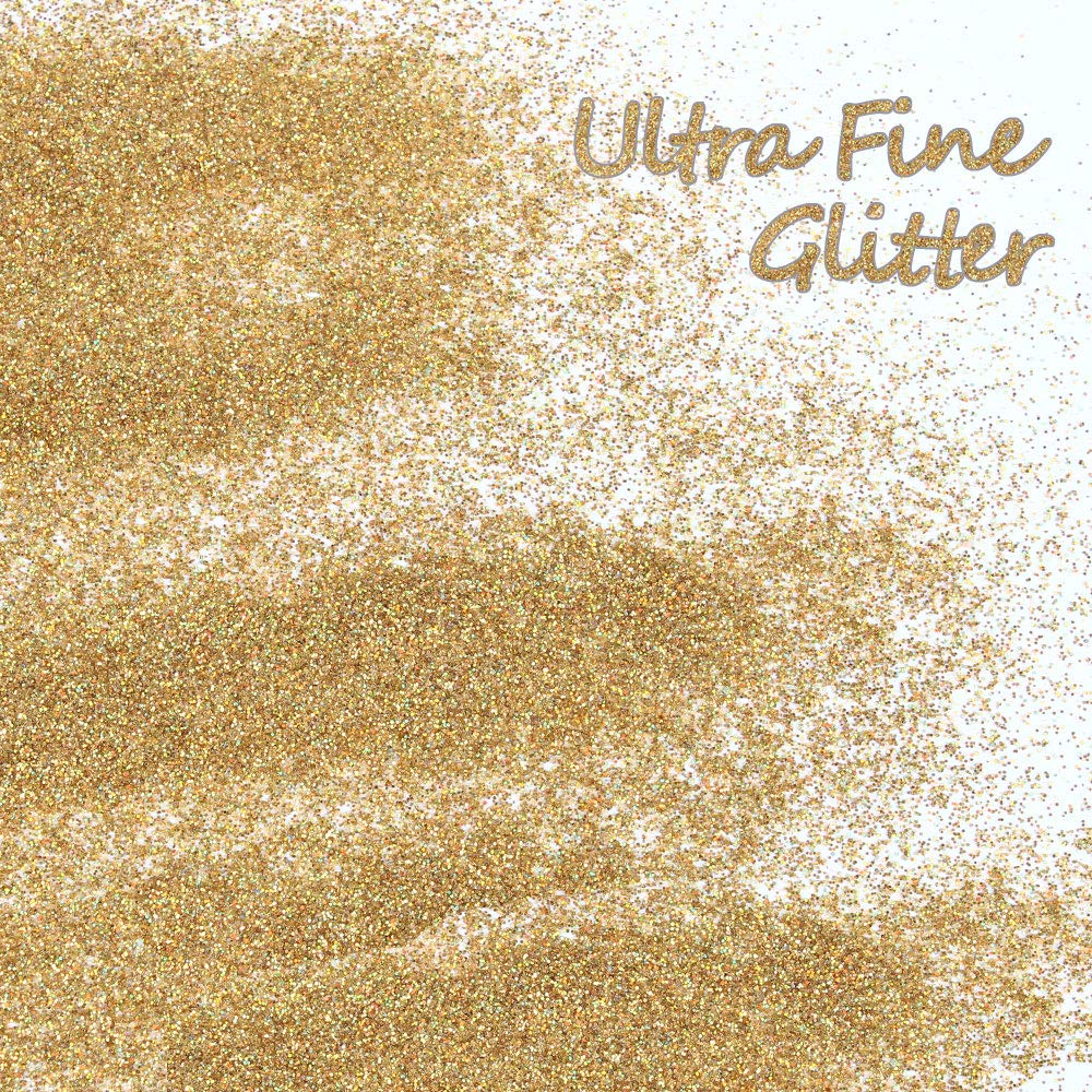 Holographic Fine Glitter, 150g Multipurpose Gold Extra Fine Craft Glitter for Resin Arts and Crafts, Body Nail Art Eye Face Hair, Holographic Glitter for Epoxy Tumbler, Slime Making (Gold)