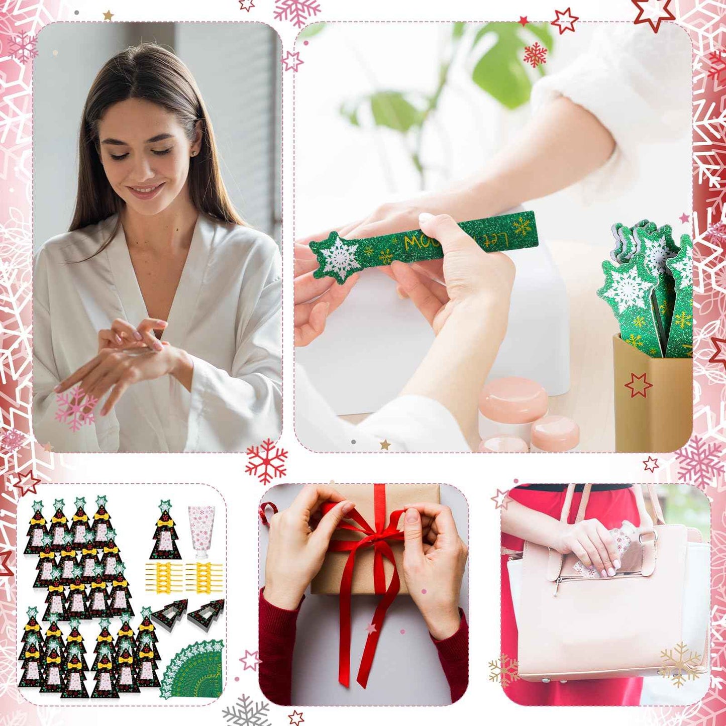 Sacubee 24 Christmas Hand Cream with Nail File Gifts Set Snowflake Hand Cream & Nail File Christmas Party Favors Travel Size Skin Lotion Xmas Party Supplies for Guests