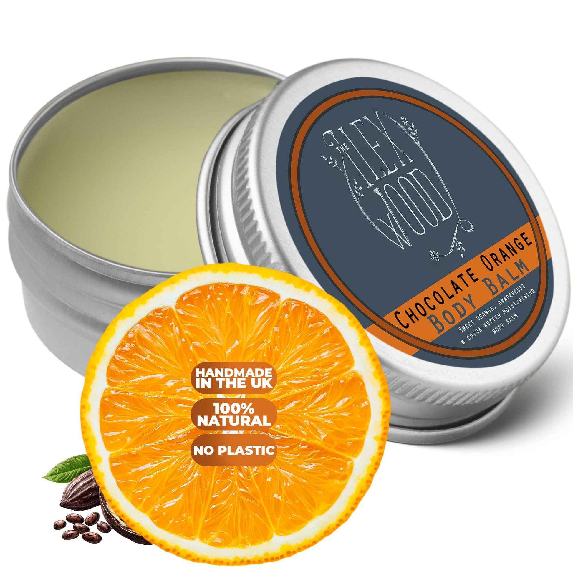 The Ilex Wood - Chocolate Orange Body Balm. Orange and Cocoa Butter Vegan Body Balm. 100% Natural Moisturising Body Butter Cream. - 250ml (8.45 fl oz)