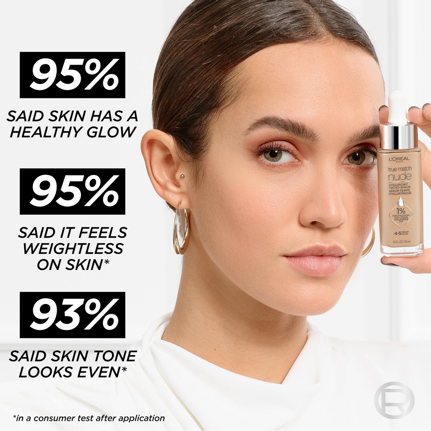 L'Oreal Paris True Match Nude Hyaluronic Tinted Serum Foundation with 1% Hyaluronic acid, Very Light 0.5-2, 1 fl. oz.