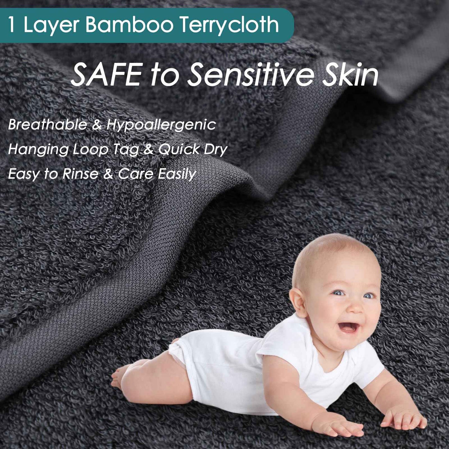 Wash Cloths 12 Pack, Super Soft and Skin Friendly Face Towel for Sensitive Skin, 10x10 inch Small Face Washcloths, Reusable Washable Makeup Remover Cloths, Easy to Rinse Grey Facial Cleansing Cloths