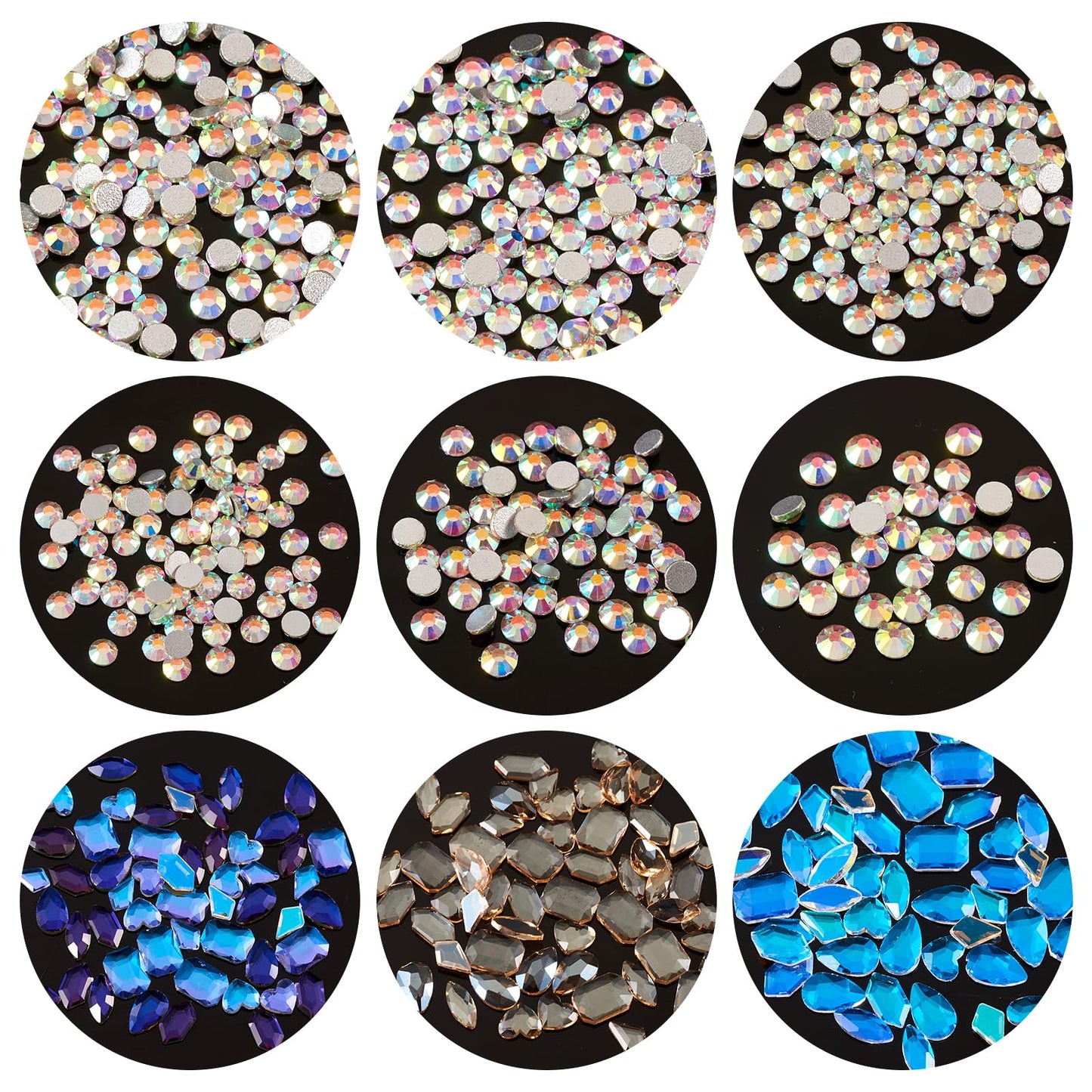 Craftdady 24 Styles K9 Glass Nail Rhinestones Flat Back Teardrop Heart Half Round Nail Charms Small Crystals Nail Gems Bulk for Nail Decorations Wedding Makeup Scrapbook Bouquet