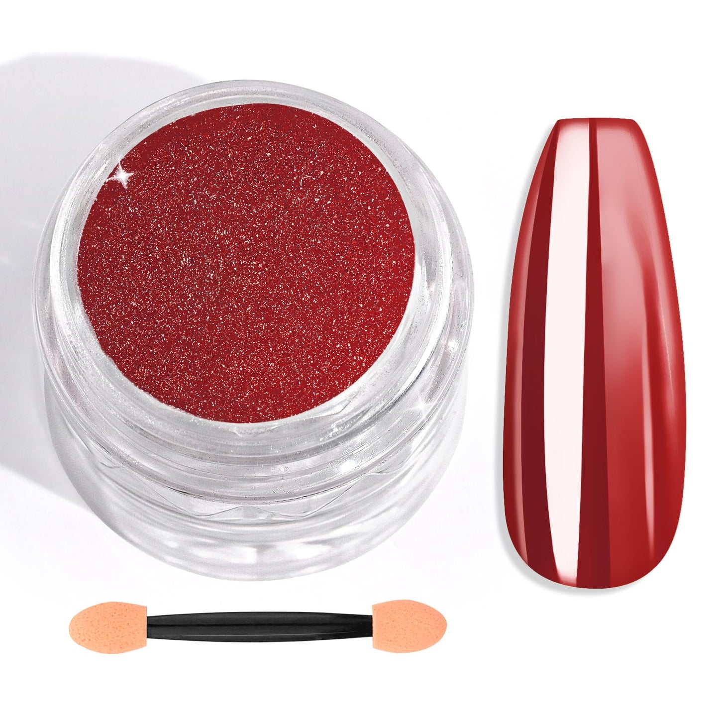 Saviland Red Chrome Nail Powder - 1g Mirror Effect Chrome Powder for Gel Nails, Metallic Red Nail Art Chrome Powder Manicure Decoration Nail Pigment Glitter Dust for Nail Art Gel Polish Home DIY