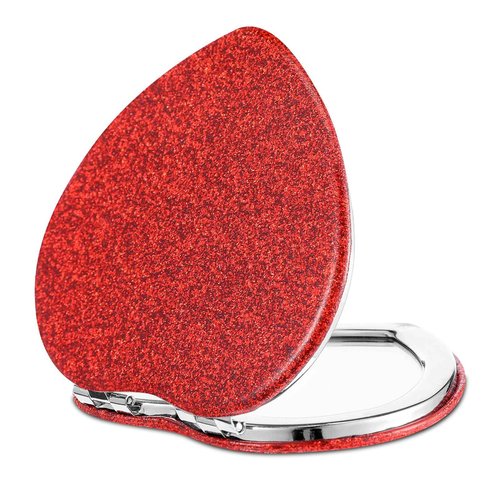 Dimeho Compact Folding Mirror Heart Shaped Magnifying Mini Vanity Mirror Portable Travel Makeup Mirror for Purse Double-Sided Cute Glitter Cosmetic Mirror for Women Home Office