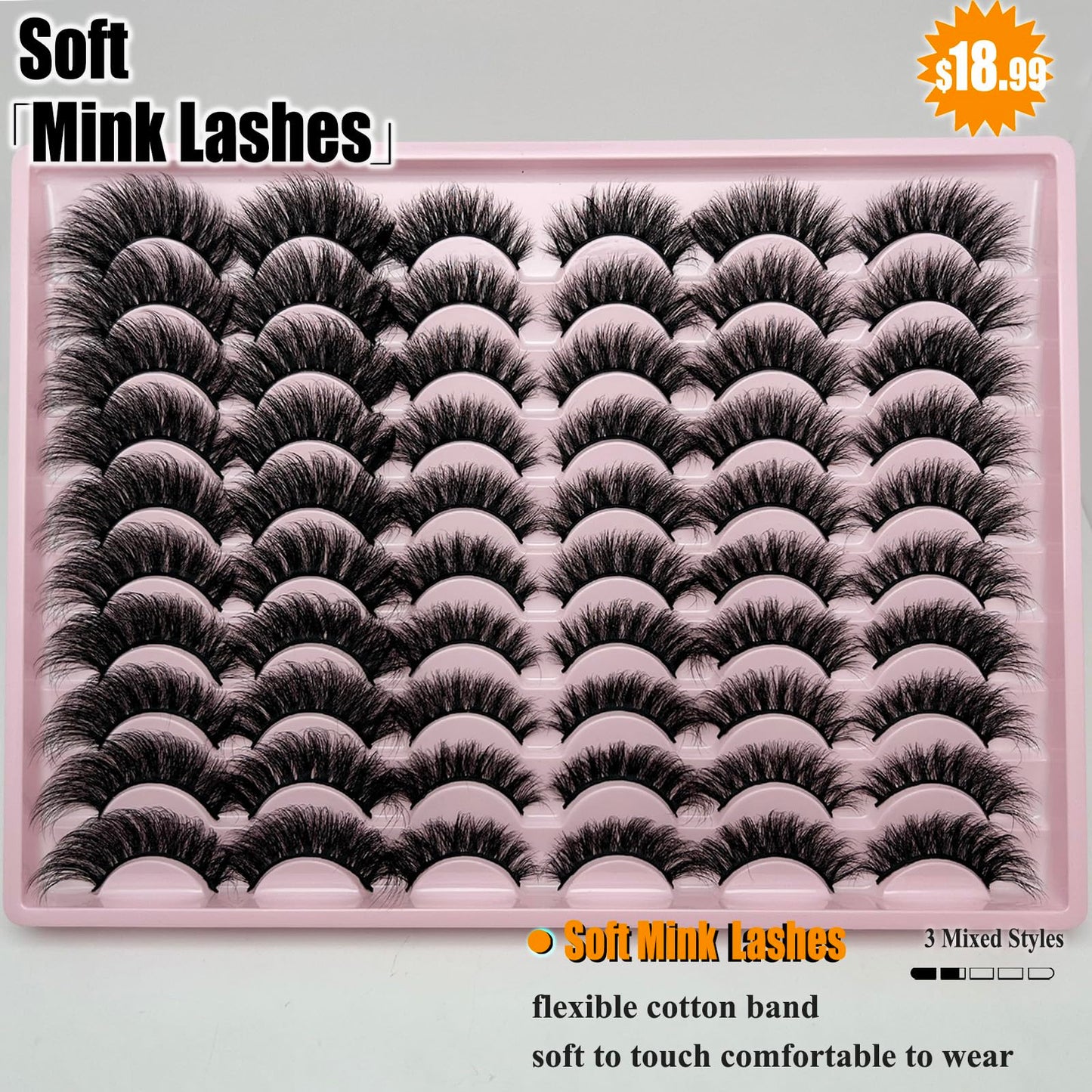 loladook Fake Lashes Mink Cat Eye Fluffy Faux Mink Lashes Wispy 6D Volume Dramatic Long False Eyelashes Multipack 30 Pairs