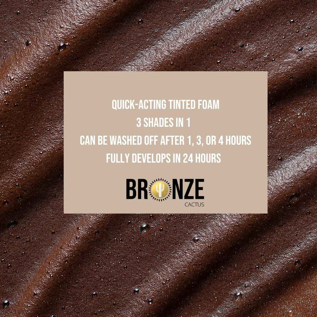 Bronze Cactus Express Self Tanning Mousse – Hyaluronic Acid, Fragrance-Free | Fast Bronzed Glow in 1-4 Hours for Face & Body | Lightweight, Non-Sticky, Suitable All Skin Types | 6.7 fl oz