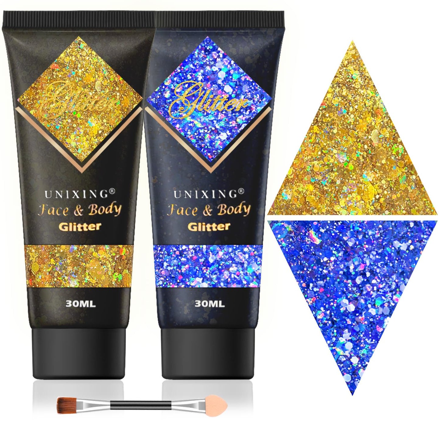 Holographic Body Glitter Gel, Face Glitter Gel for Body Face Hair Lip Makeup, Sparkling Glitter Long-Lasting Liquid Sequins for Women Girls Perfect for Music Festival Halloween Concerts Mardi Gras