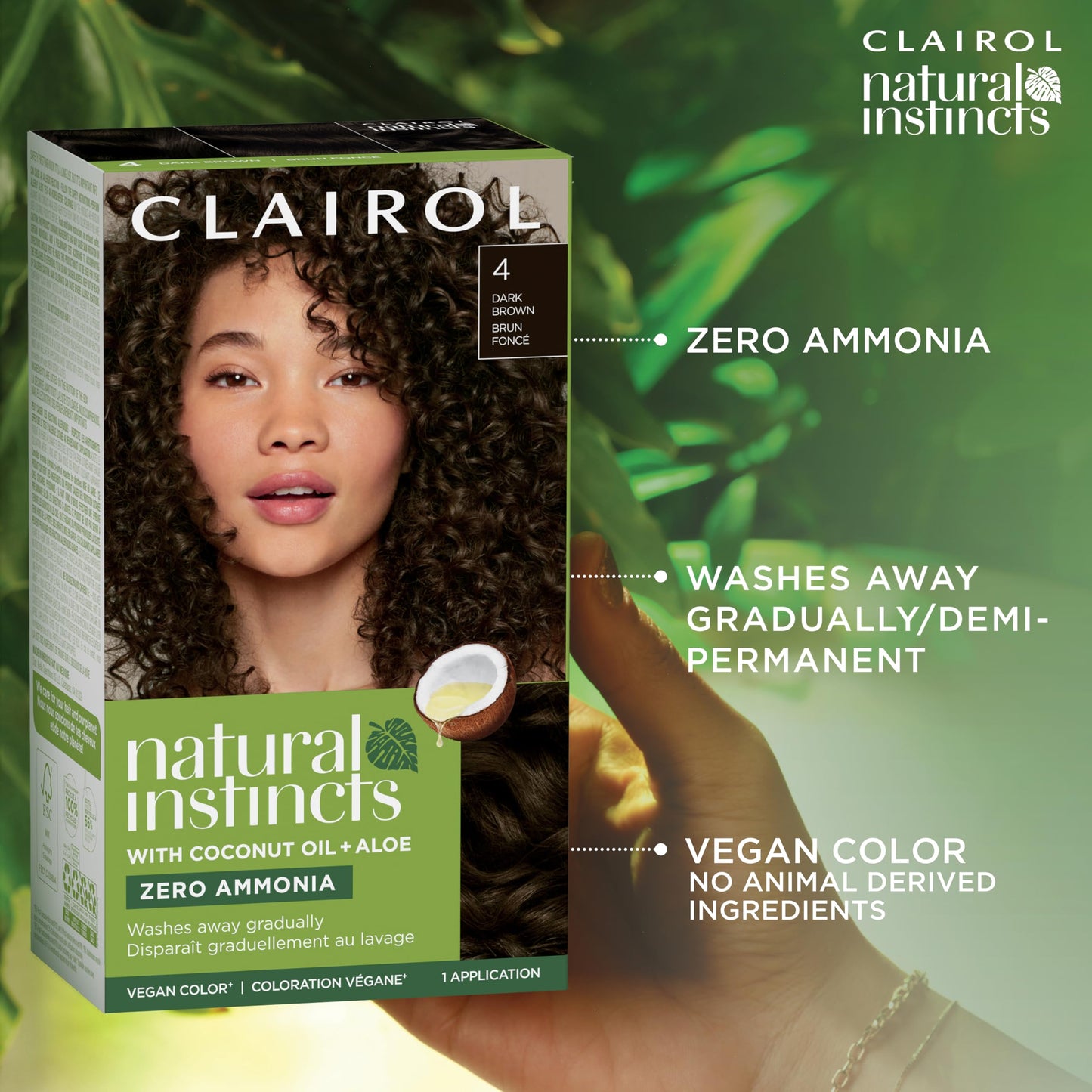 Clairol Natural Instincts Demi-Permanent Hair Dye, 4G Dark Golden Brown Hair Color, Pack of 1