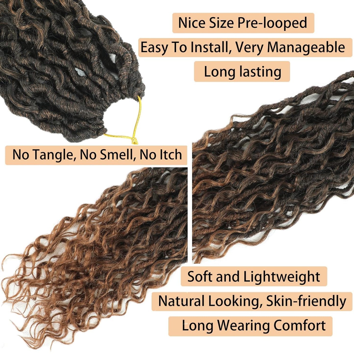 Goddess Locs Crochet Hair Brown 24 Inch 7 Packs Long Faux Locs Crochet Hair Soft Crochet Locs Boho Faux Locs Crochet Hair Synthetic Hippie Locs Pre Looped Crochet Braids Curly Ends (24 Inch, 1B/30)