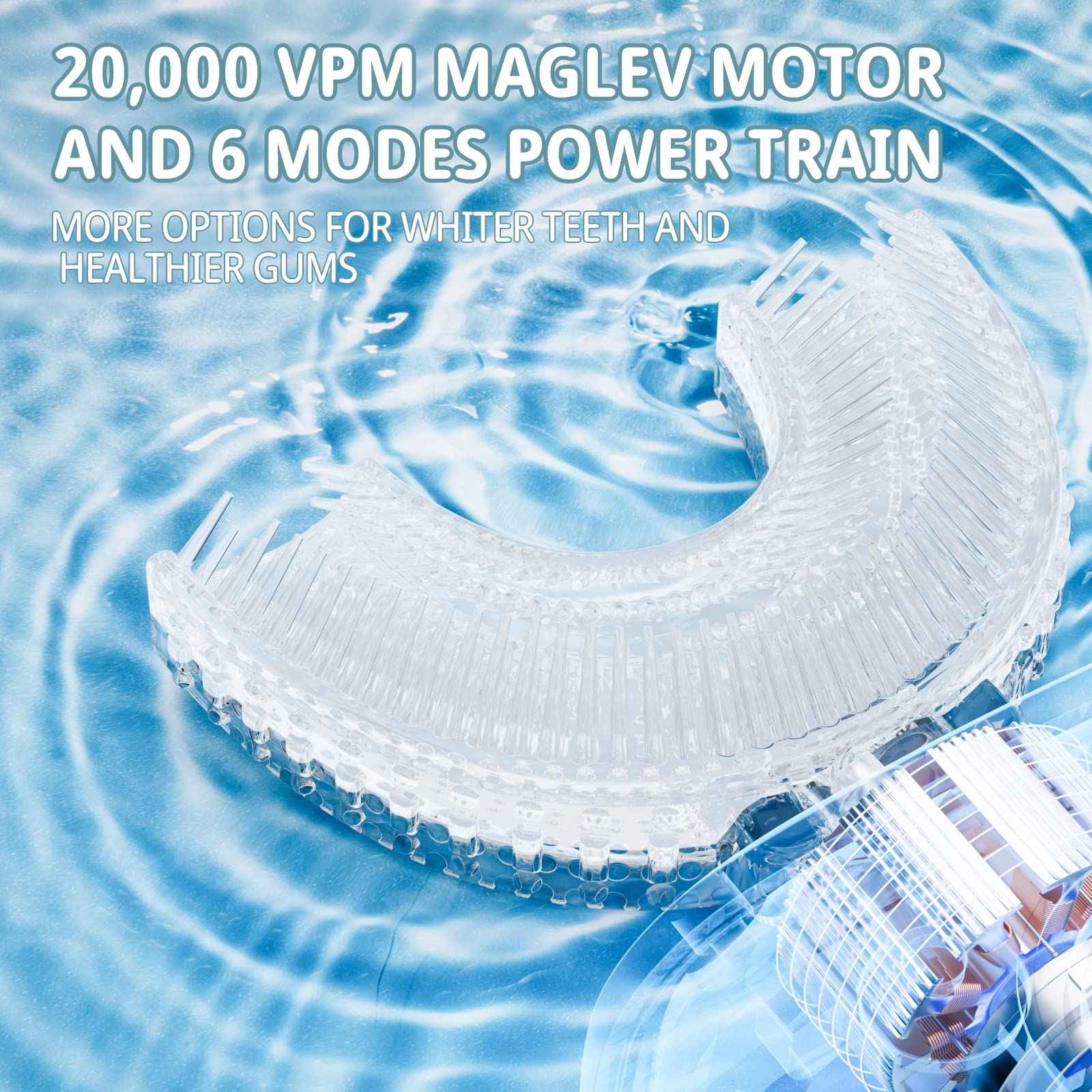 PVOGRT Kids Electric U Shaped Toothbrush,Kids Dinosaur Sonic Full Mouth Toothbrush with 4 Soft Brush Head Automatic 6 Cleaning Modes IPX7 Waterproof 360 Degree Cleaning - Age2-7 Blue