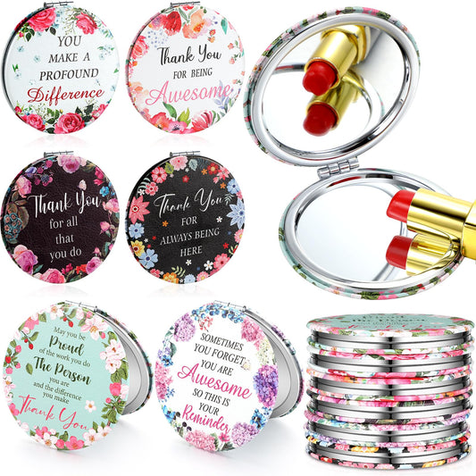 24 Pcs Graduation Gifts Inspirational Compact Mirror Appreciation Thank You Gift Handheld Double Sided Purse Mirror Magnifying Round Portable Pocket Small Travel Makeup Mirror for Women Girl Coworker