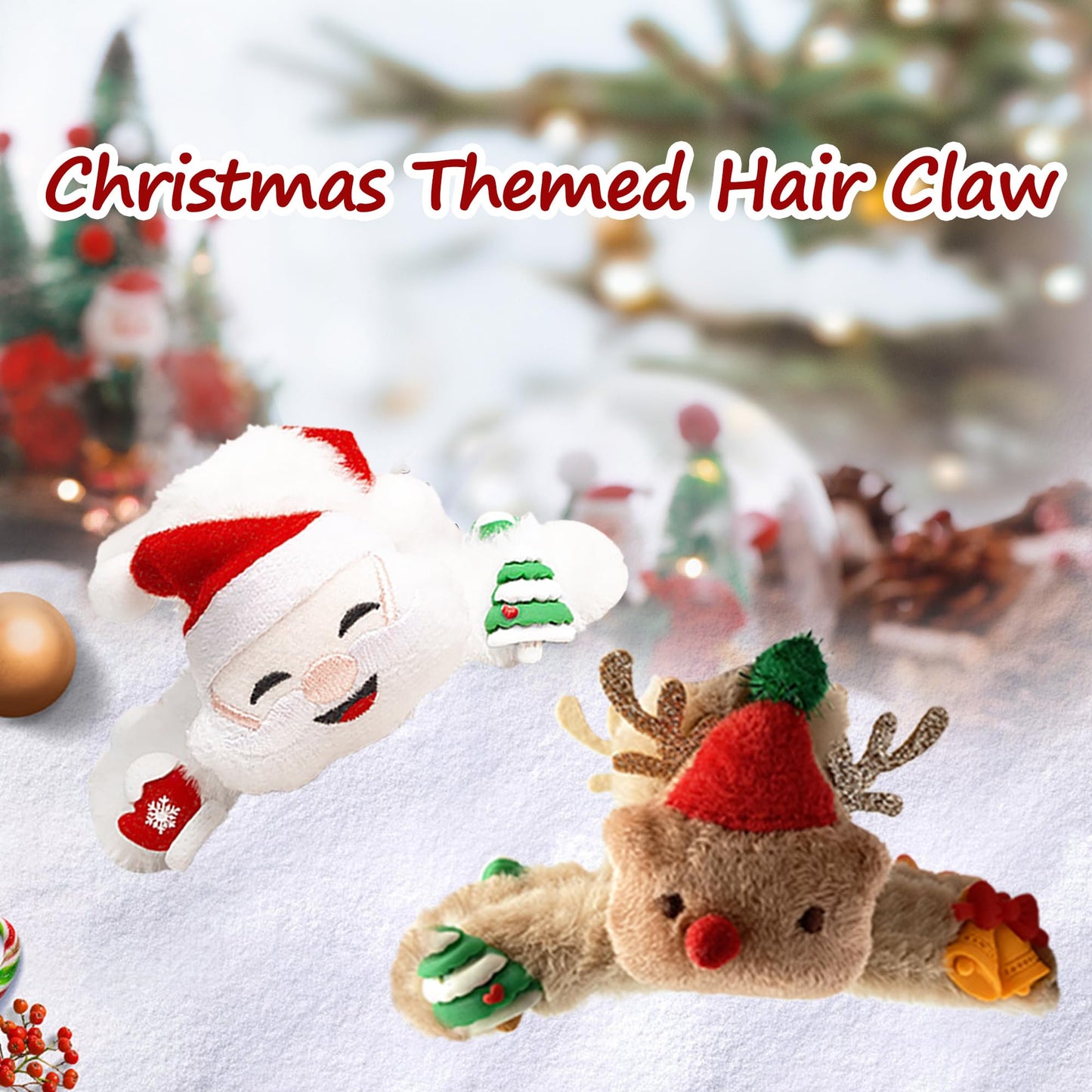 Christmas Hair Claw Clip - Beleki Plush Reindeer Antler Hair Claw ELK Hair Claw Clip for Thick Thin Hair Christmas Hair Accessories for Women and Girls Gifts, 1 Pack