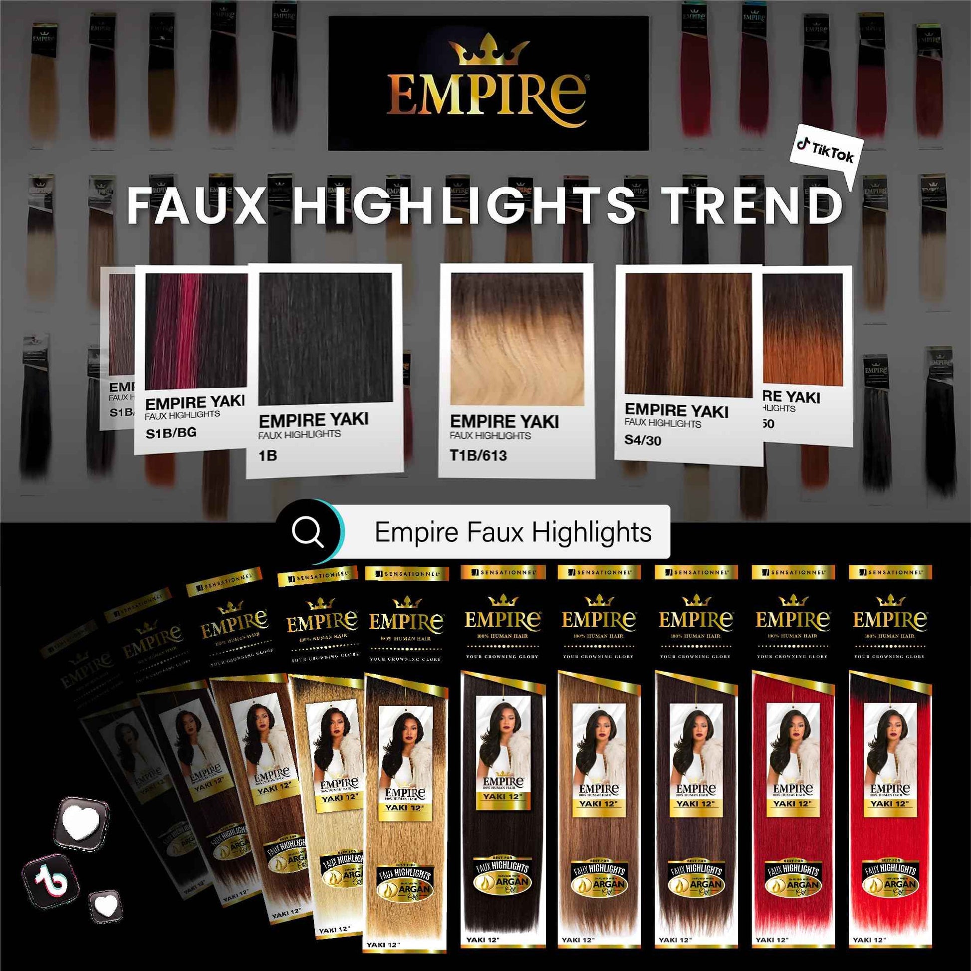 Sensationnel Empire yaki human hair - Tangle Free Weaving for Quick Weave and Sew in Styles for Faux Highlights and Fauxmiddlepart Leave Out - 1 Pack (12 inch, 1 JETBLACK)