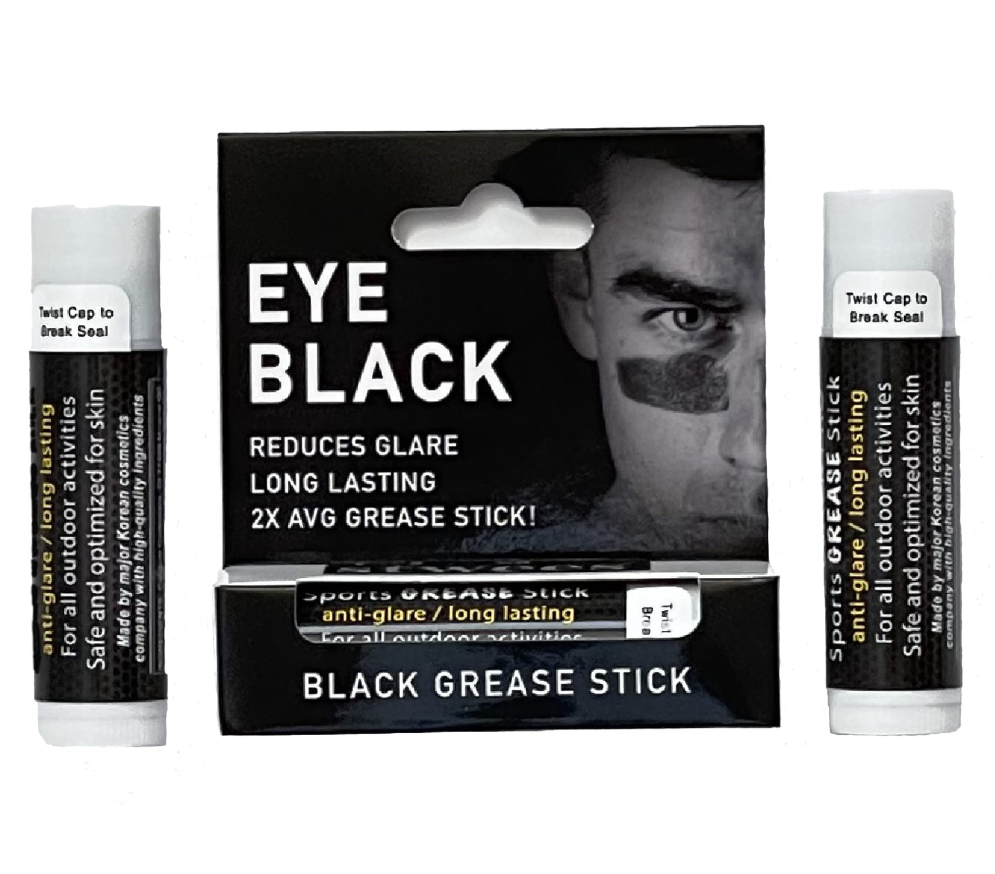 Eye-Black Pro Sports Grease Stick Set reduce-glare Eye Patch Face Painting (3 Pack)