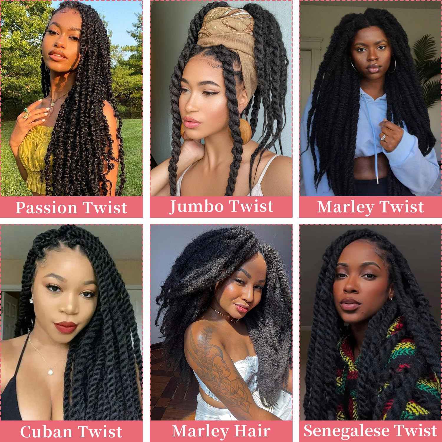 Marley Twist Braiding Hair-18Inch 8packs Cuban Twist Hair Soft Marley Hair for Black Women (1B, 18 Inch (Pack of 8))