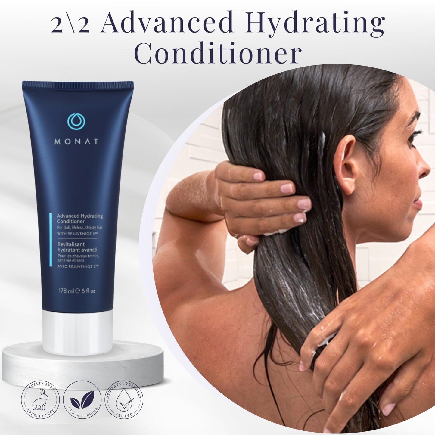 MONAT Advanced Hydration Duo - Hydrating Shampoo & Conditioner Set with REJUVENIQES™ - Nourish & Moisturize Fine to Medium Hair, Color Safe, 8 fl.oz Shampoo & 6 fl.oz Conditioner