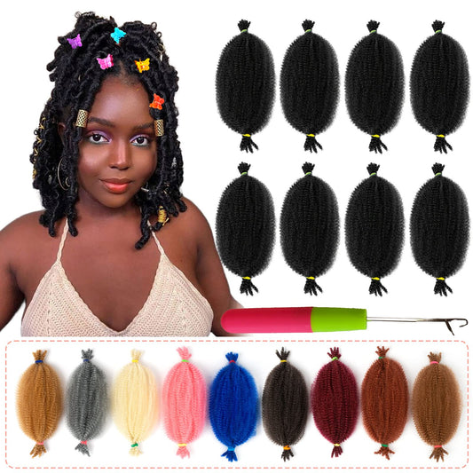 BATISI Marley Twist Braiding Hair 12 Inch Kinky Twist Hair Braiding Pre Separated Springy Afro Twist Hair Pre Fluffed Spring Twist Hair #1b Marley Hair Wrap Around Distressed Soft Faux Loc 8 Pack