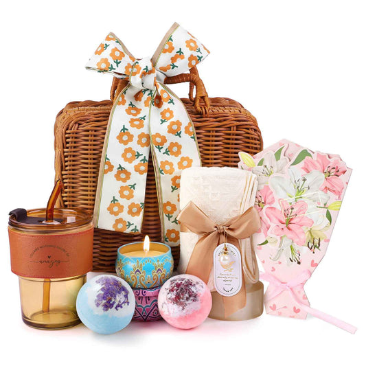 ListenVo Christmas Gifts Baskets for Women,Happy Birthday Bath Set Relaxing Spa Gift Baskets Ideas for Women,Her,Mom, Sister, Coworker, Wife, Girlfriend, Daughter,Unique Get Well Soon Self Care Holiday Gifts for Women