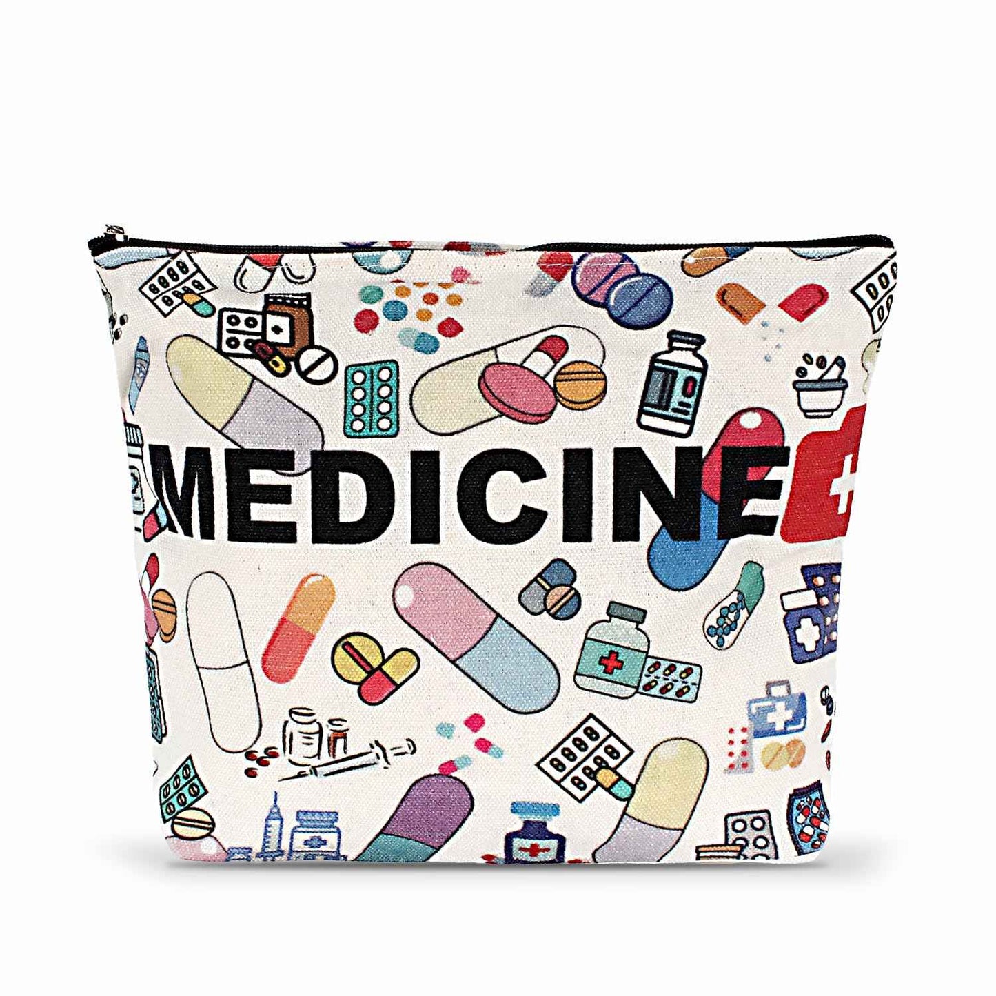 ZUCOLUS Funny Letter Print Travel Medicine Bags Makeup Bag Gift For Women,Pill Storage Bag Toiletry Pouch,Med Bag For Girl