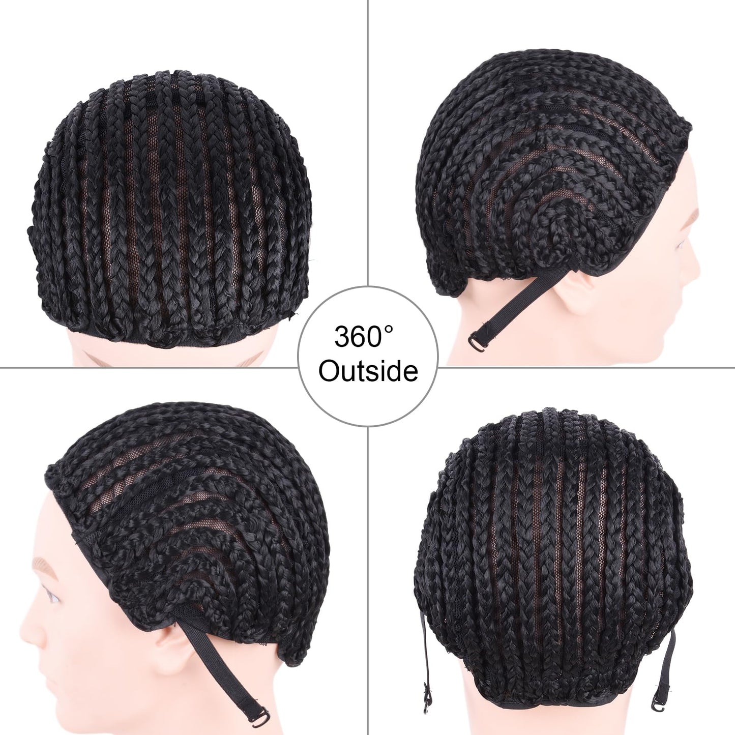 Medium Adjustable Straps Crotchet Cornrows Wig Caps with 2 Combs for Making Wig Durable Stable Black Easier Sew in Weaving Braided Wig Caps 1Pcs/Lot Adjustable Wig Cap