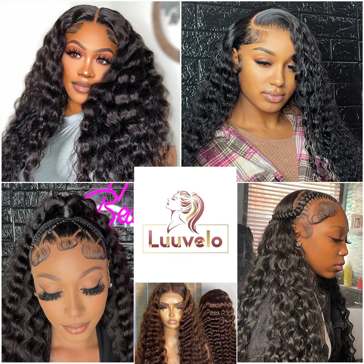 LUUVELO 13x4 Deep Wave Lace Front Wigs Human Hair 180% Density HD Deep Curly Lace Frontal Glueless Wigs Human Hair Wigs For Women Pre Plucked With Baby Hair Natural Color (26 Inch)