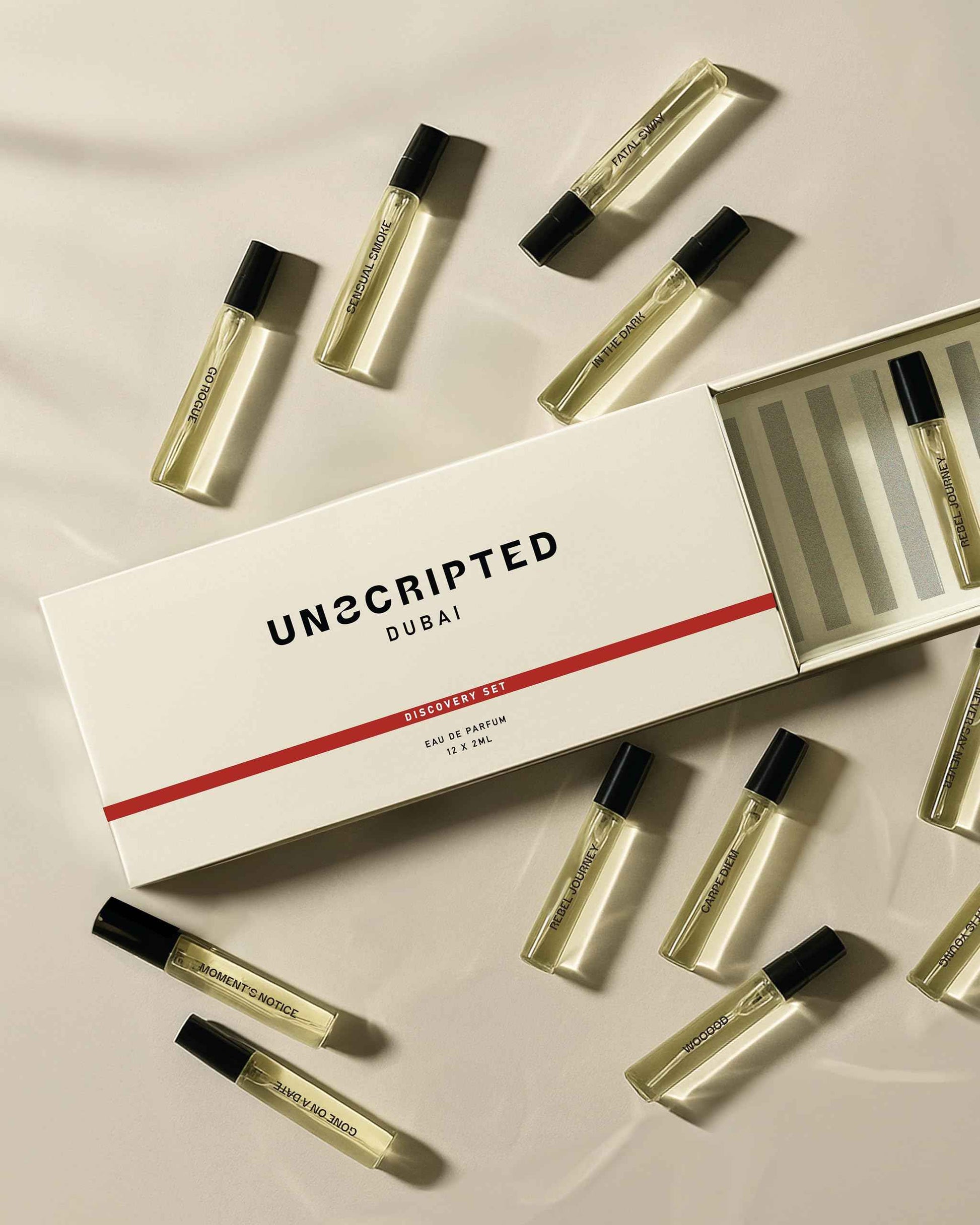 Unscripted Discovery Set - Mini Perfumes for Women and Men - Travel Size Perfume Spray Vials with Vanilla, Lavender, Sandalwood, Leather - 12 pc