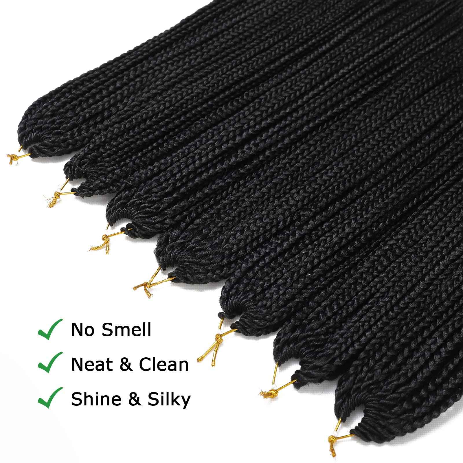 Crochet Box Braids Hair pre looped Goddess Box Braids Crochet Braiding Hair 7 Packs Crochet Box Braids 3x Box Braids Crochet Hair (24 inch, 1B)